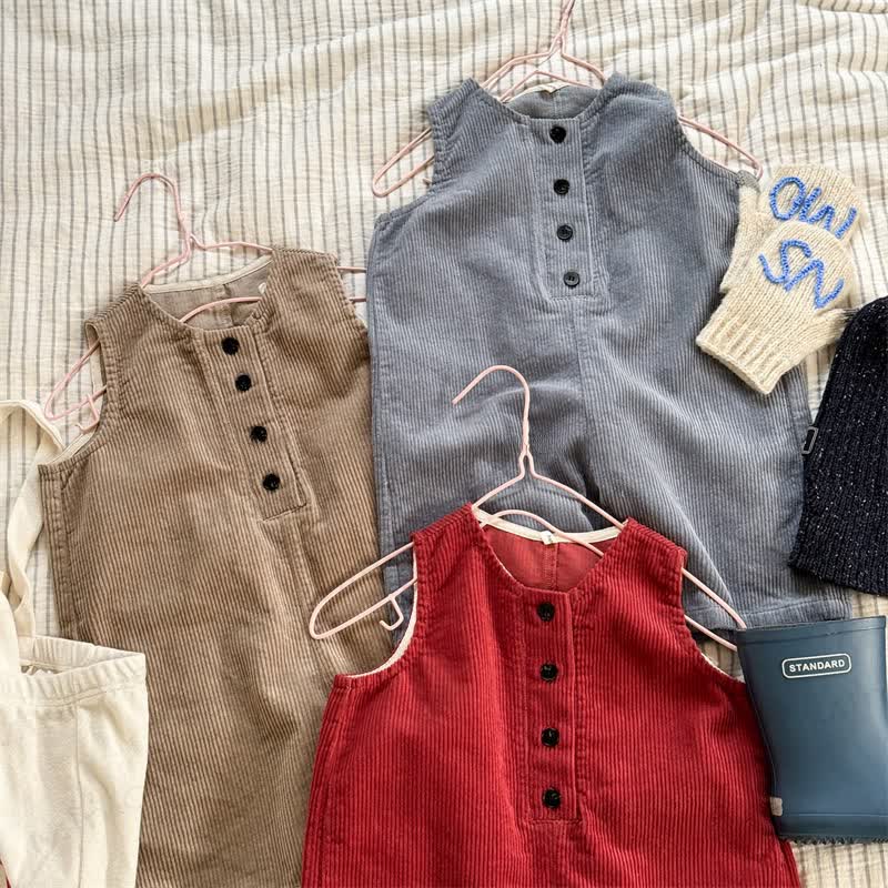 Baby Toddler Cord Solid Color Overalls - image 7