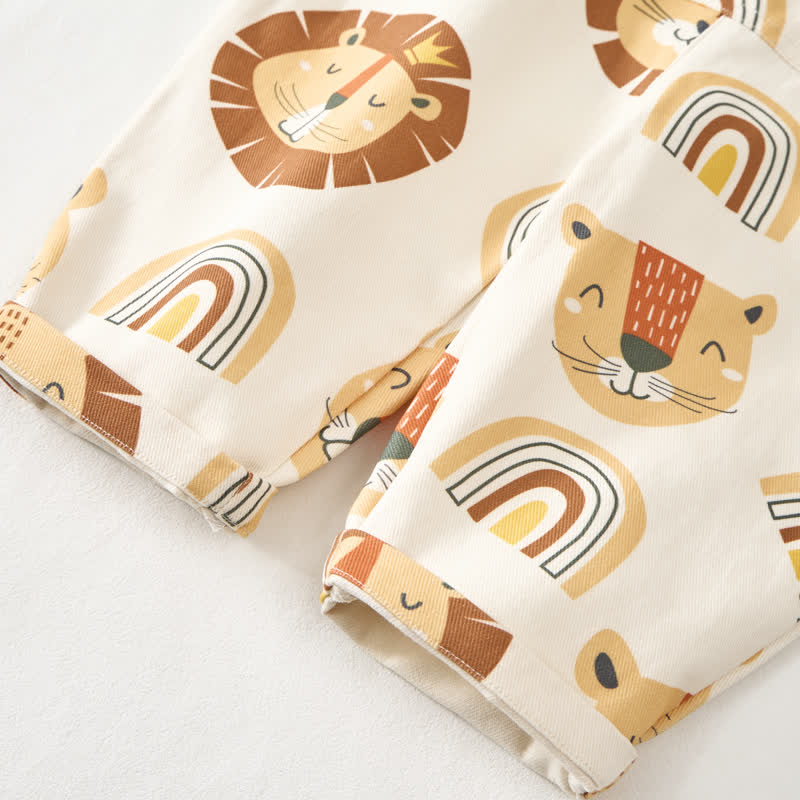Baby Toddler Lion and Rainbow Print Beige Overalls  - image 6