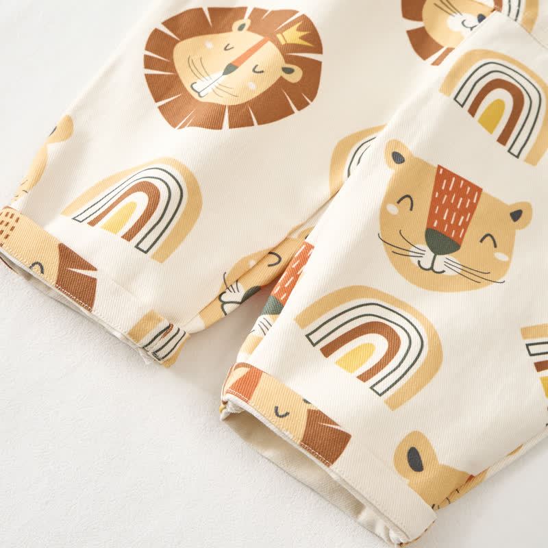 Baby Toddler Lion and Rainbow Print Beige Overalls  - image 6