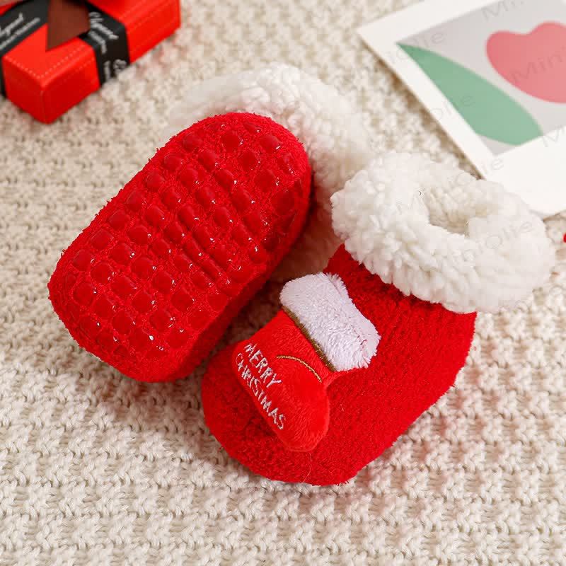 Baby Santa Claus Tree Reindeer Sherpa Floor Socks - Boot - 1-3T - image 11