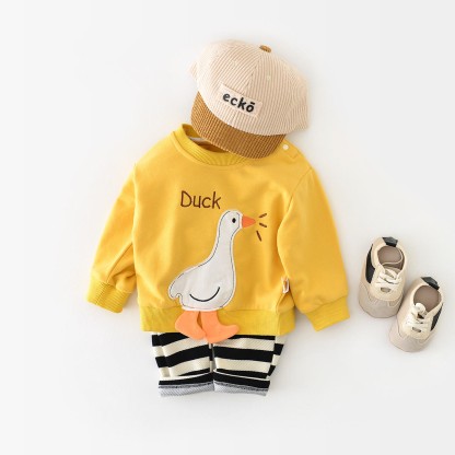  CUTE DUCK Baby Yellow Sweatshirt Romper - image 6