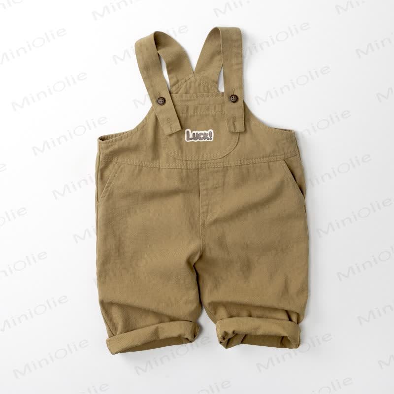 LUCK Baby Toddler Solid Color Overalls - Khaki - 8Y - image 3