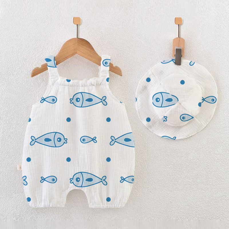 Baby White Fish Romper with Hat - White - 18-24M - image 1