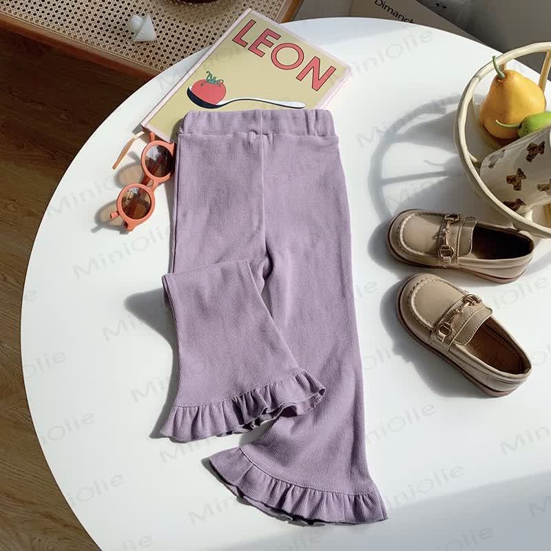 Toddler Solid Color Bell-bottomed Pants - Purple - 10Y - image 11