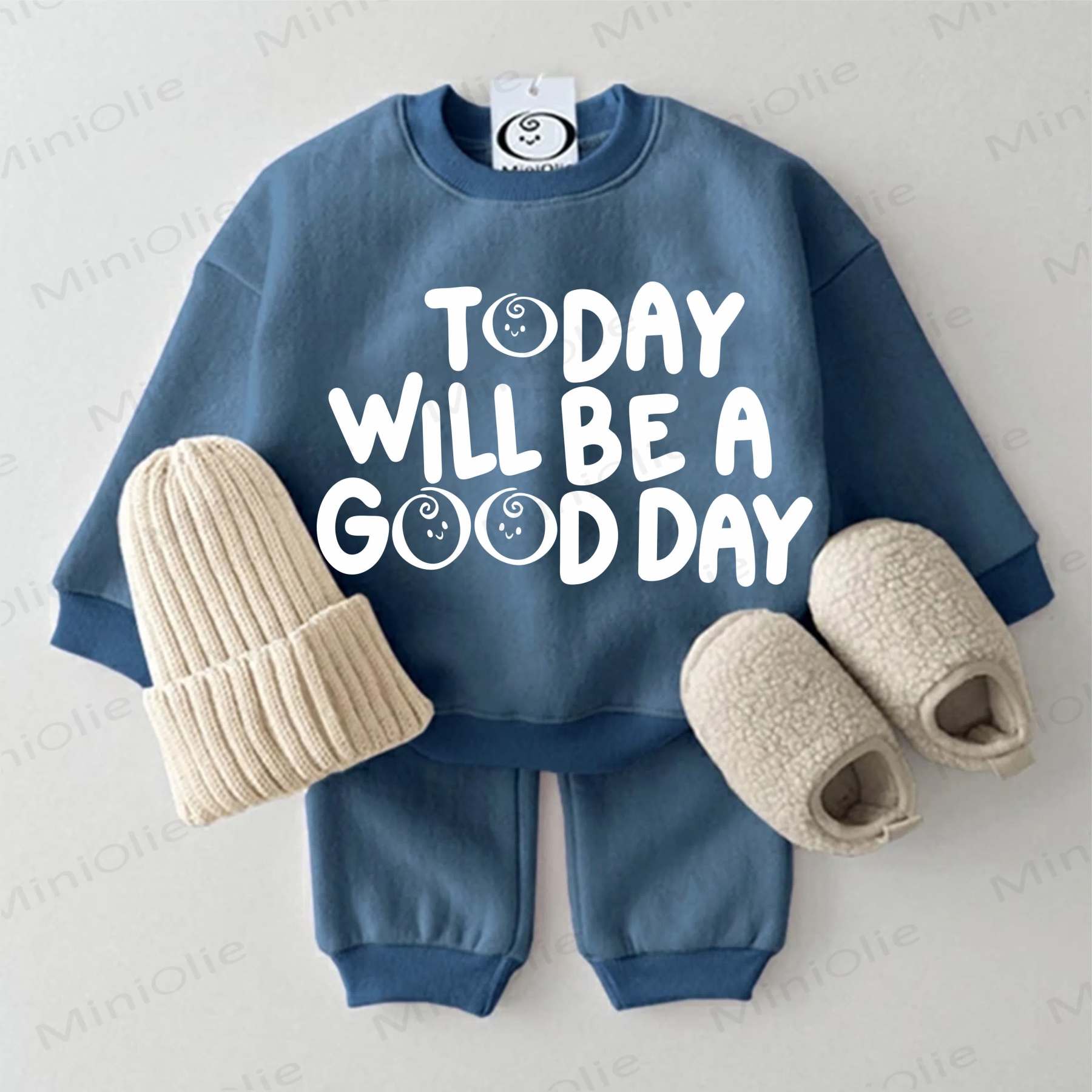 TODAY WILL BE A GOOD DAY Baby Sweatshirt 2-piece Set - Blue - 2-3T - image 5