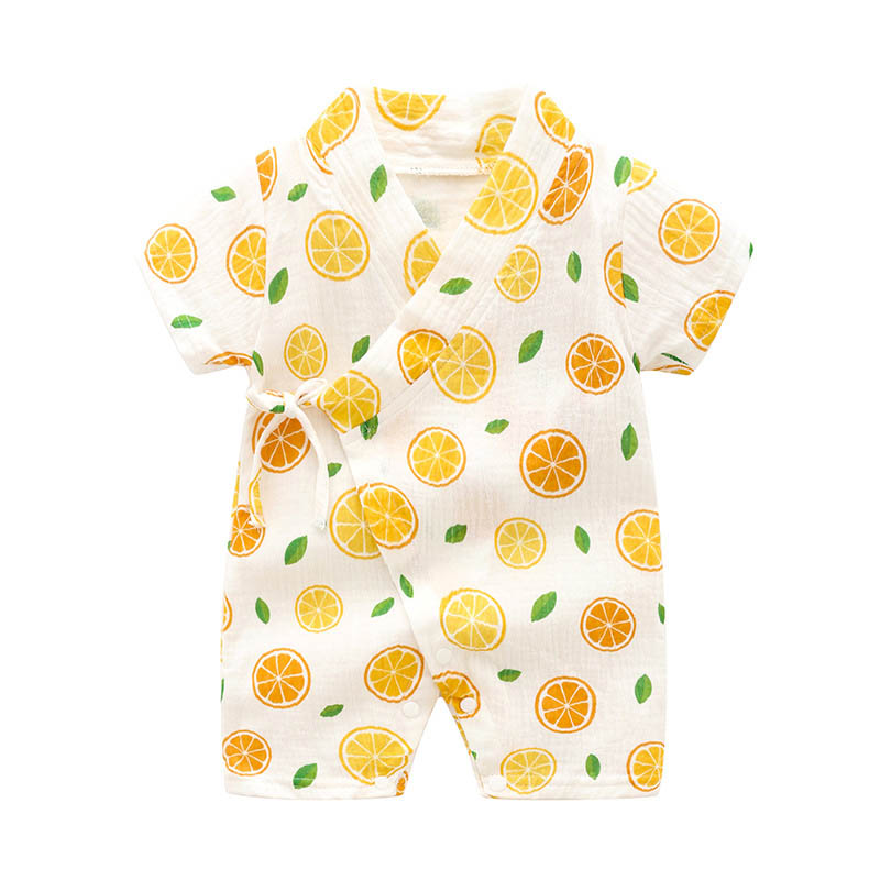 Baby Kimono Romper - White Orange - 18-24M - image 6
