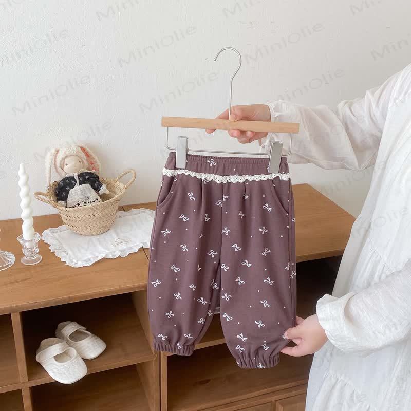 Baby Girl Bowknot Jogger Pants - Brown - 12-24M - image 15