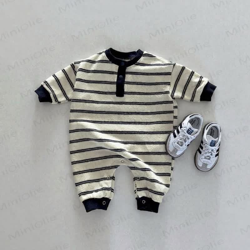 Baby Stripe Henley Romper - White - 18-24M - image 4