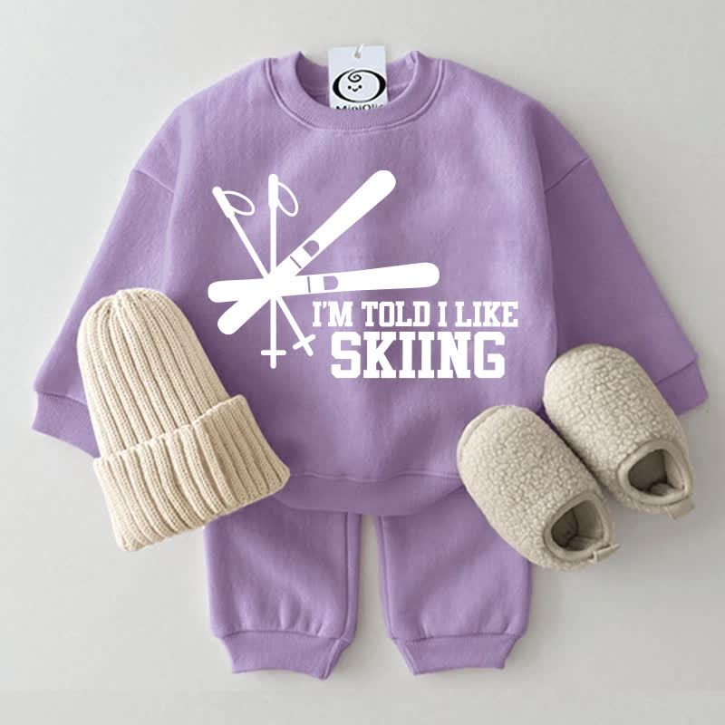 I'M TOLD I LIKE SKIING Baby Sweatsuit 2-piece Set - Purple - 2-3T - image 6