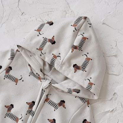 Baby Dachshund Printed Hooded Romper - image 7