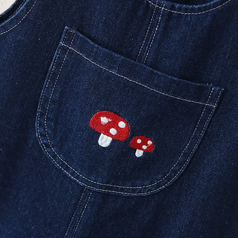 Baby Toddler Mushroom Denim Fleece Lined Overalls - image 5