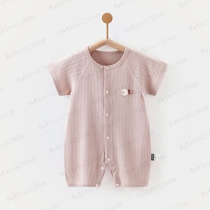 Baby Pure Cotton Textured Romper - Pink - 18-24M - image 5