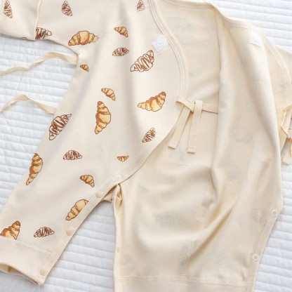 Baby Croissant Kimono Apricot Romper – MiniOlie UK