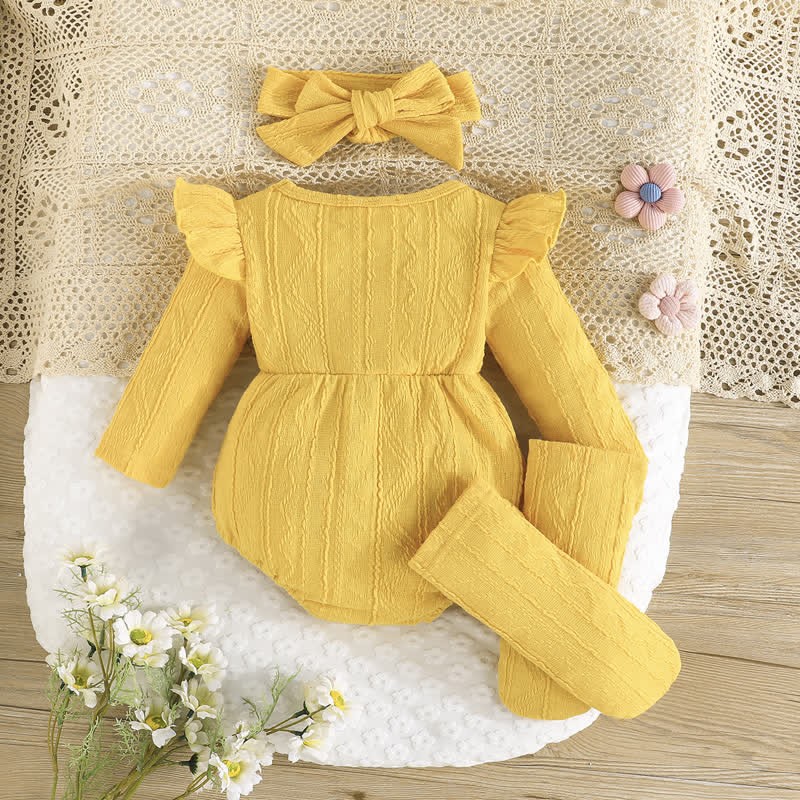 Baby Flower Bodysuit Headband Socks - image 3