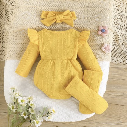 Baby Flower Bodysuit Headband Socks - image 3