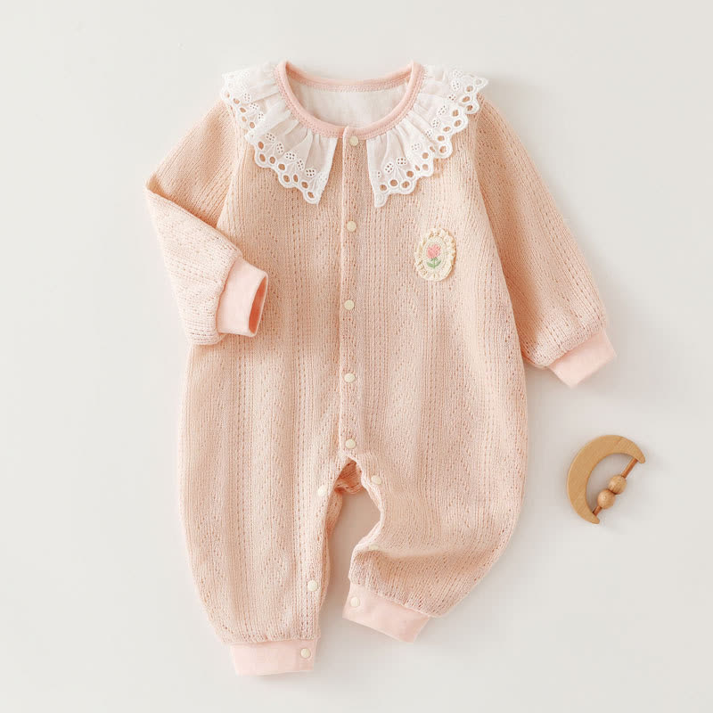 Baby Tulip Lace Collar Romper - Pink - 18-24M - image 5