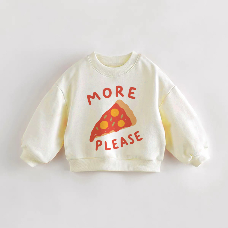 MORE PLEASE Baby Toddler Pizza Sweatshirt - Cream - 3-5T - image 1