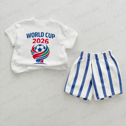 WORLD CUP 2026 Baby Blue Vertical Striped 2-piece Set - White&Blue - 2-3T - image 1