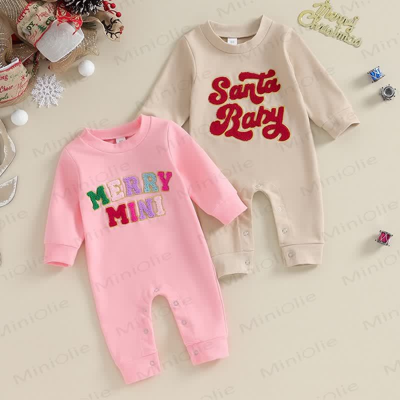 SANTA BABY MERRY MINI Baby Slogan Romper - image 1