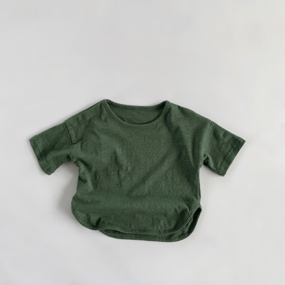 Toddler Boy Retro Solid Color T-Shirt - Dark Green - 7-9T - image 6