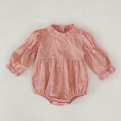 Baby Embroidered Solid Color Bodysuit - image 2