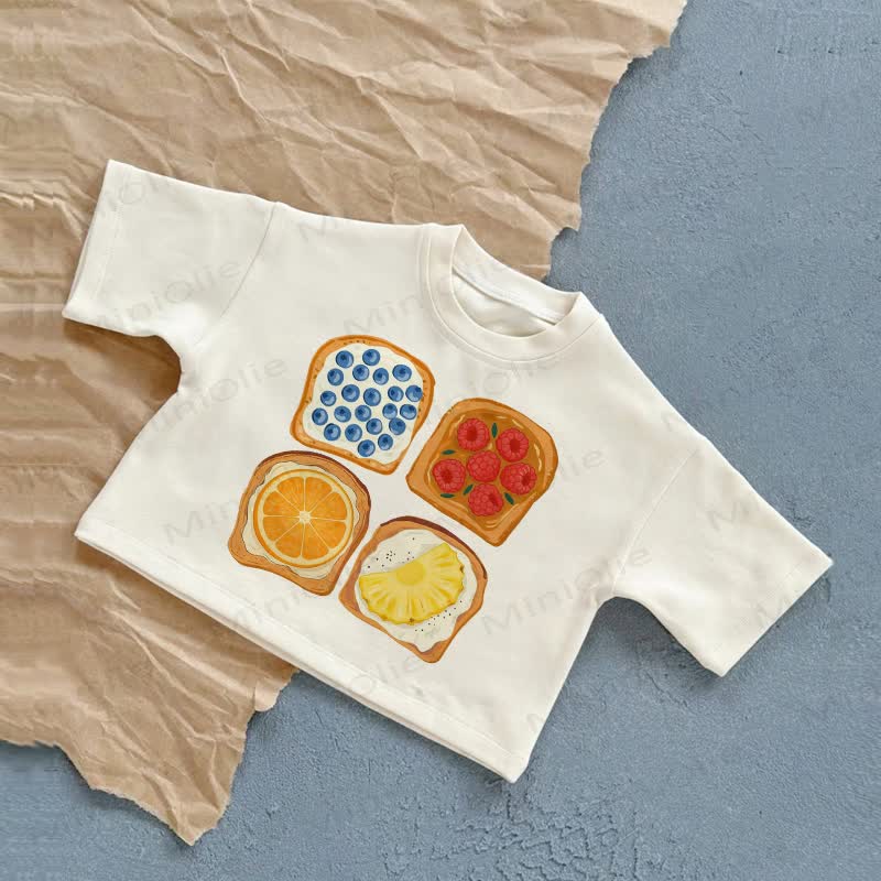 Baby Fruit Bread White Casual T-Shirt - White - 2-3T - image 1