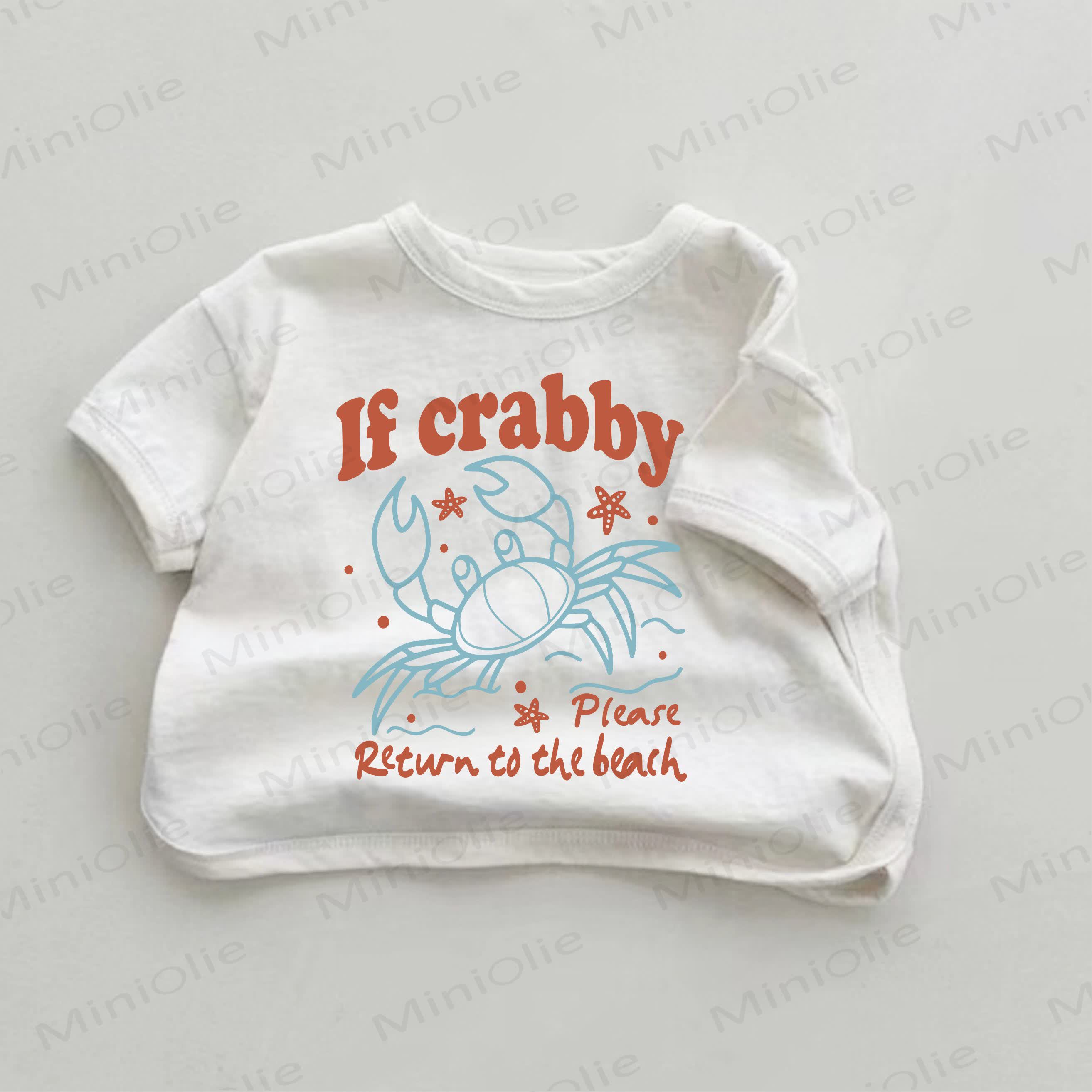 IF CRABBY PLEASE RETURN TO THE BEACH Baby White Crab Print T-shirt - White - 18-24M - image 1