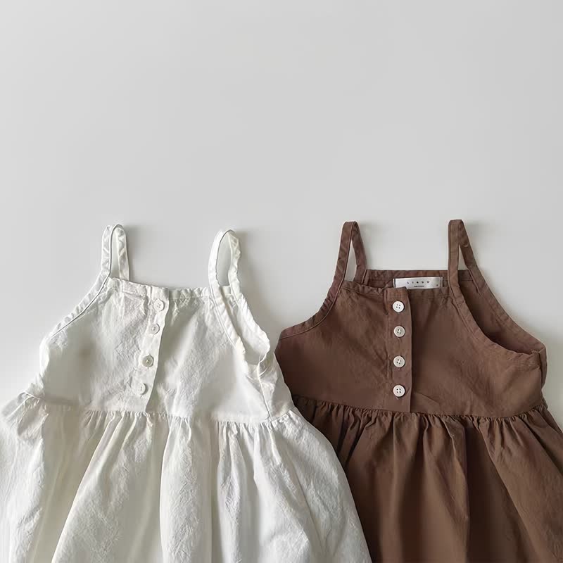 Toddler Baby Girl Solid Color Camisole Dress - image 4