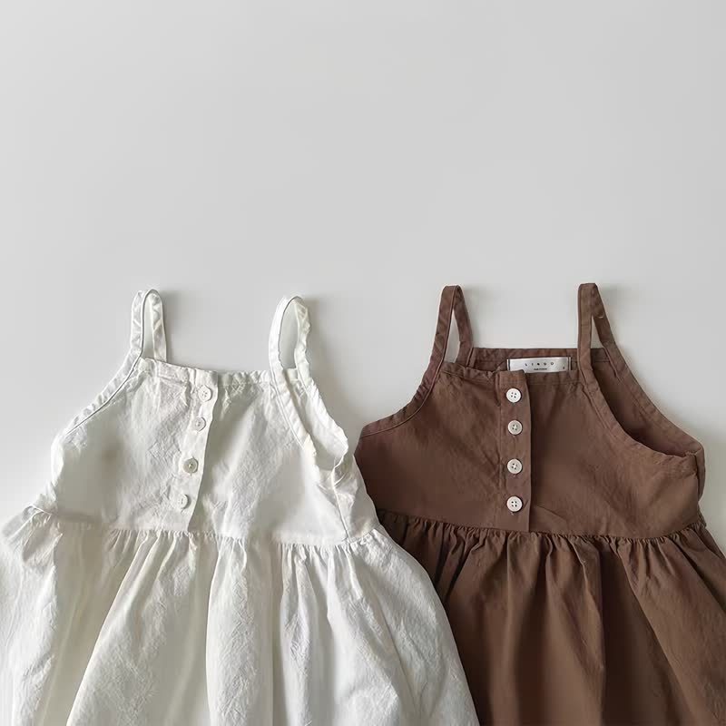 Toddler Baby Girl Solid Color Camisole Dress - image 4