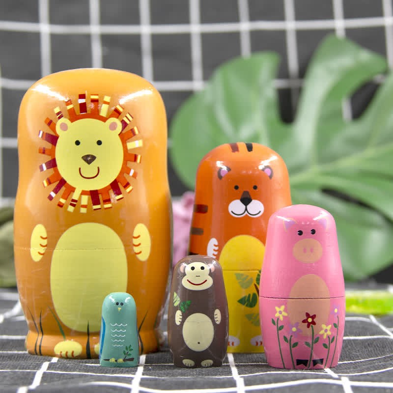 5 Pcs Animal Nesting Dolls - image 3