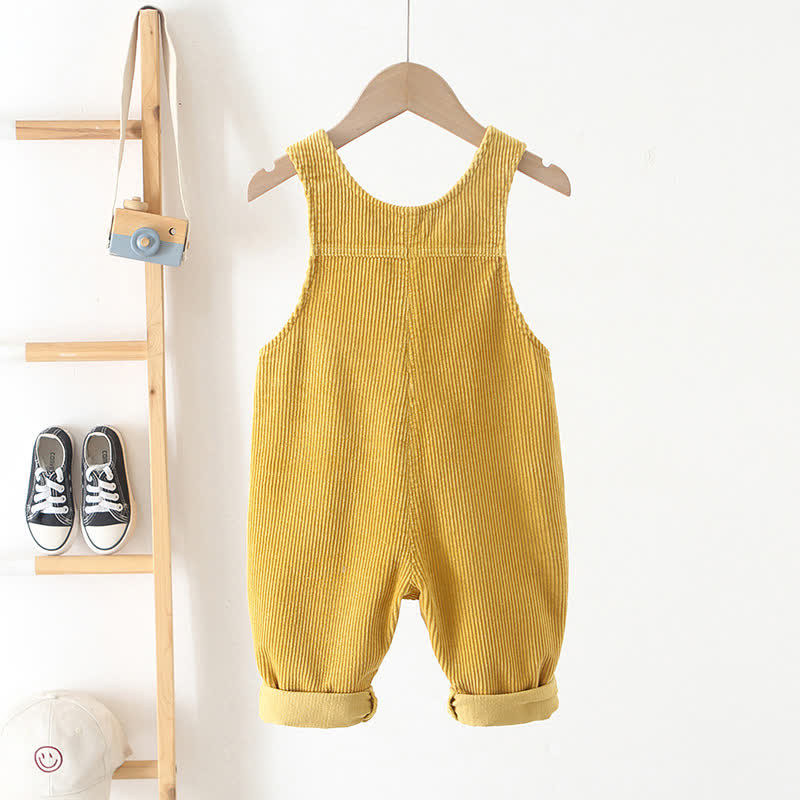 Toddler Solid Color Corduroy Neutral Overalls - image 3