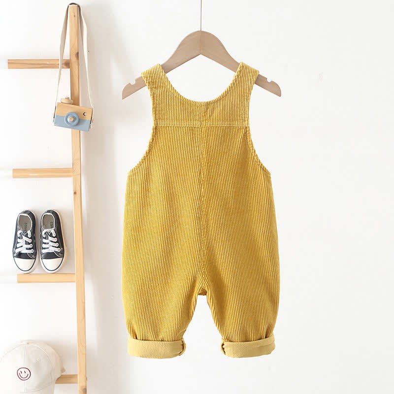 Toddler Solid Color Corduroy Neutral Overalls - image 3