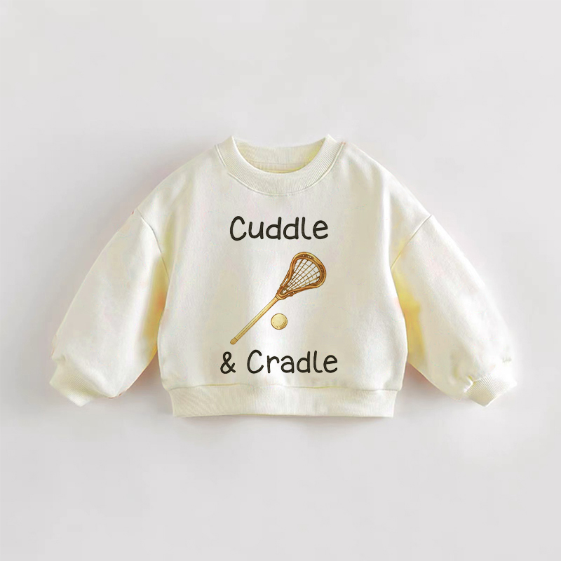 CUDDLE&CRADLE Baby Toddler Lacrosse Stick Print Sweatshirt - Cream - 3-5T - image 1