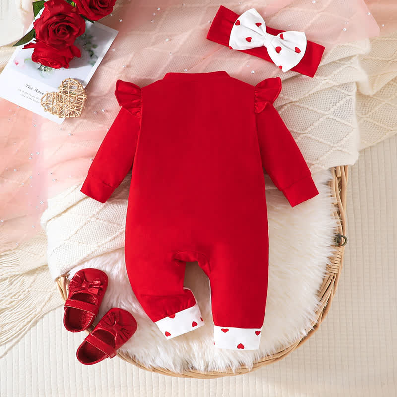 Baby Girl Bow Love Heart Romper with Headband - image 3