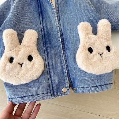 Kids Girl Bunny Cowboy Hoodie Fleece Outerwear - image 5