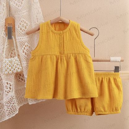 Toddler 2-Piece Solid Color Sleeveless Gauze Set - Yellow - 4-5T - image 6 - image 21