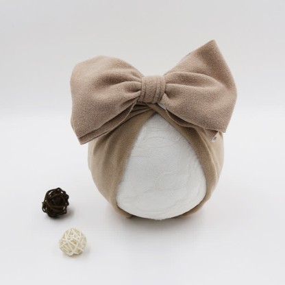 Baby Newborn Bow Solid Color Protector Hat - Khaki - image 4
