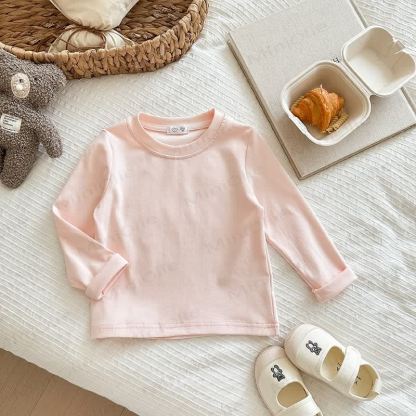 Kid Solid Color Base Layer Soft T-Shirt - Pink - 12Y - image 16