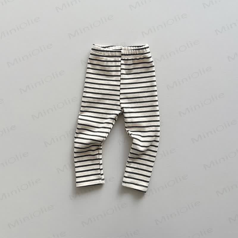 Baby Toddler Ribbed/Striped Leggings - Beige Stripes - 6-7T - image 7