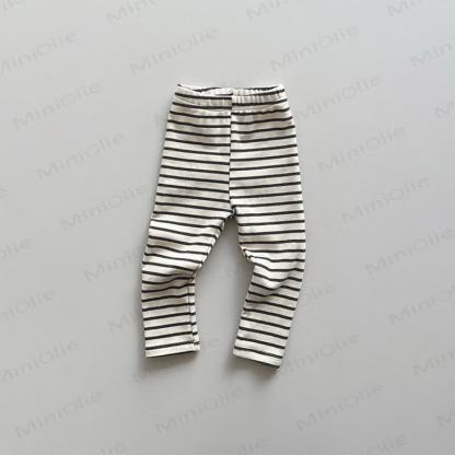 Baby Toddler Ribbed/Striped Leggings - Beige Stripes - 6-7T - image 7