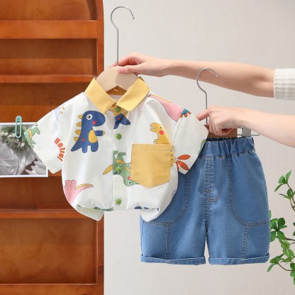 HELLO! Baby 2-Piece Dinosaur Denim Set - image 3