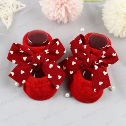 Baby Christmas Bow Pre-walker Socks - Heart - 0-12M - image 9
