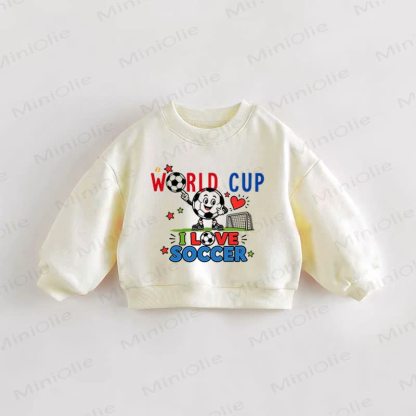 WORLD CUP I LOVE SOCCER Baby Toddler Cream Sweatshirt - Cream - 3-5T - image 1