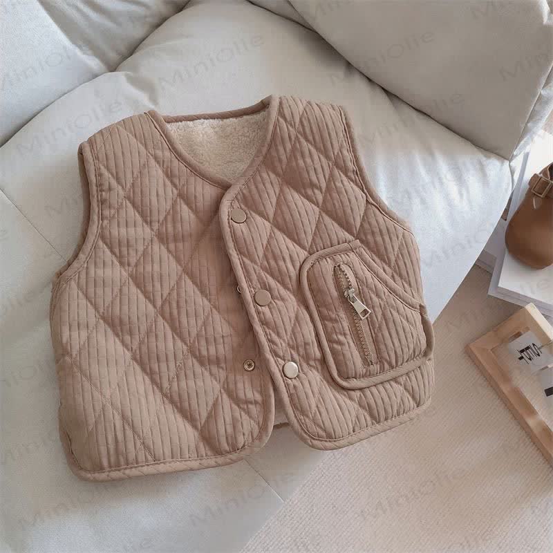 Baby Toddler Solid Color FleeceVest Jacket - Coffee - 5-7T - image 6