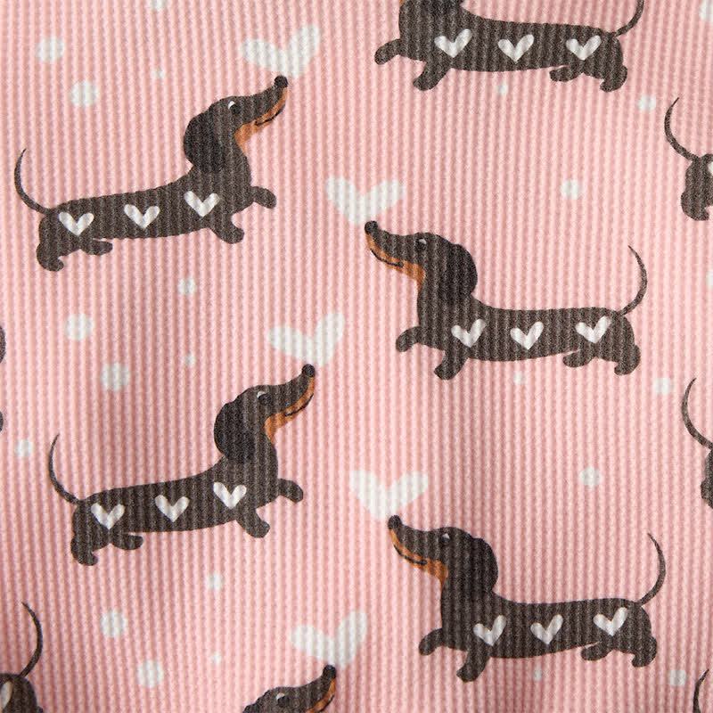Baby Daschund & Heart Print Pink Waffle 2-piece Set - image 7