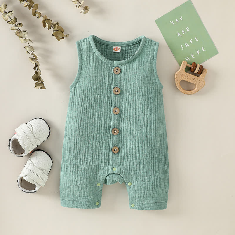 Baby Solid Color Sleeveless Romper - Green - 2-3T - image 3