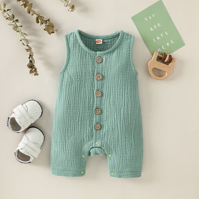 Baby Solid Color Sleeveless Romper - Green - 2-3T - image 3