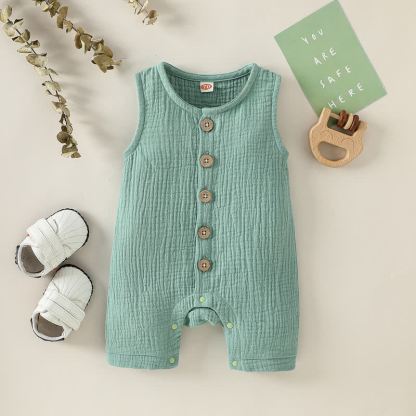 Baby Solid Color Sleeveless Romper - Green - 2-3T - image 3