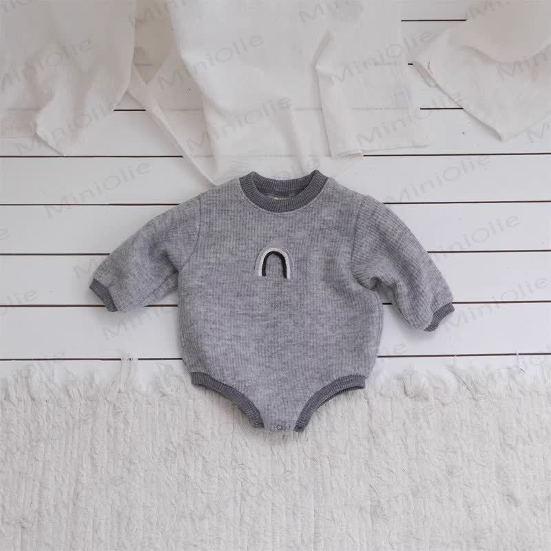 Baby Rainbow Ribbed Fleece Lined Bodysuit - Grey - 18-24M - image 7