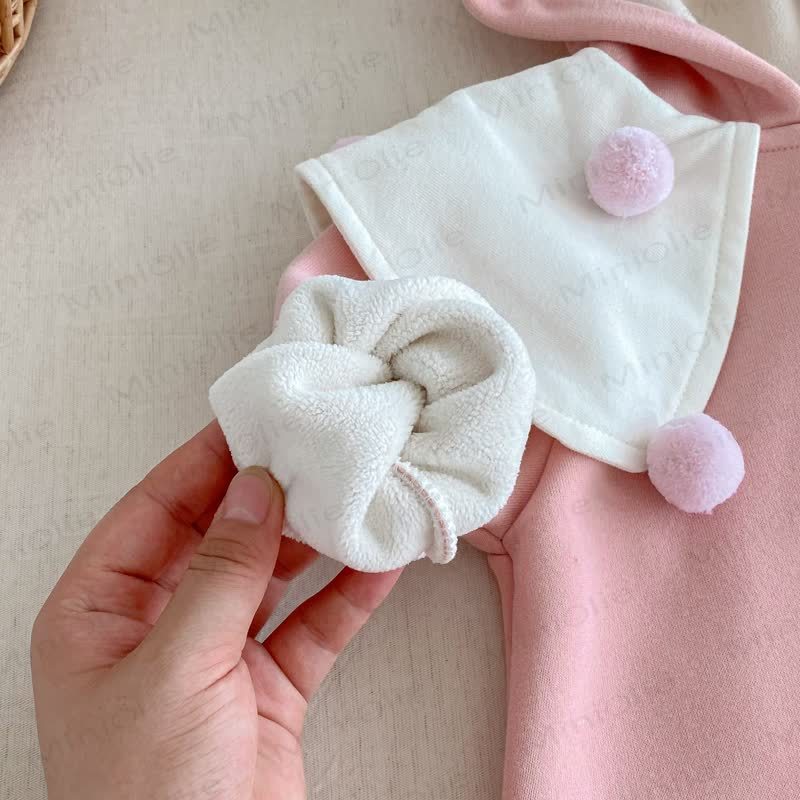 Baby Bunny Cute Shawl Fleece Romper - image 6